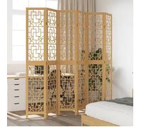 vidaXL Cloison de Séparation 6 Panneaux, Séparateur de Pièce, Écran d'Intimité, Paravent de Salon Chambre, Marron Bois 358876