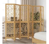 vidaXL Cloison de Séparation 6 Panneaux Séparateur de Pièce Écran d'Intimité Paravent de Salon Chambre Marron Bois 358873
