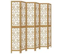 vidaXL Cloison de Séparation 6 Panneaux, Séparateur de Pièce, Écran d'Intimité, Paravent de Salon Chambre, Marron Bois Paulownia Massif
