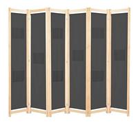 vidaXL Cloison de séparation 6 panneaux Paravent – Gris 240 x 170 x 4 cm Tissu