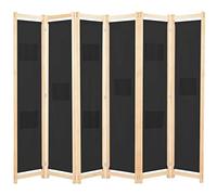 Cloison de séparation 6 panneaux Noir 240 x 170 x 4 cm Tissu Noir