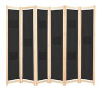 vidaXL Cloison de séparation 6 panneaux – 240 x 170 x 4 cm – Tissu noir