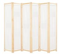 vidaXL Cloison de Séparation 6 Panneaux Séparateur de Pièce Paravent Brise-vue Chambre à Coucher Maison Intérieur Crème 240x170x4 cm Tissu