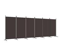 vidaXL Cloison de Séparation 6 Panneaux Séparateur de Pièce Pliable Diviseur Écran d'Intimité Paravent Décoration Salon Marron 520x180 cm Tissu