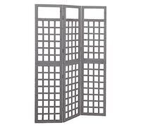 vidaXL Cloison de séparation Bois de pin 3 panneaux Treillis Supports de plantes Gris 121x180 cm