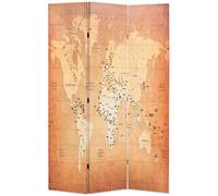 vidaXL Cloison de séparation pliable 120 x 170 cm Carte du monde Jaune Jaune