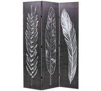 vidaXL Cloison de séparation pliable 120 x 170 cm Plumes Noir et blanc