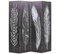 vidaXL Cloison de séparation pliable 160 x 170 cm Plumes Noir et blanc Noir