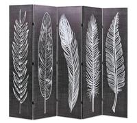 vidaXL Cloison de séparation Paravent pliable 200x170 cm Plumes Noir et Blanc