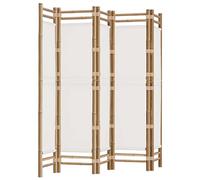 Cloison de séparation pliante 5 panneaux 200 cm Bambou et toile