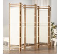 vidaXL Cloison de séparation pliante 6 panneaux – 240 cm, bambou et toile blanc crème