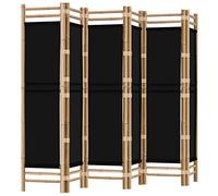 Cloison de Séparation Pliante 6 Panneaux, Séparateur de Pièce, Paravent de Salon Balcon Jardin Intérieur, 240 cm Bambou et Toile Noir