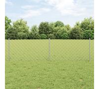 Vidaxl Clôture À Maillons Avec 10 Poteaux En U Argent 0.6x10 M Acier
