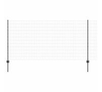 vidaXL Clôture avec poteau Gris 1,2 x 25 m Acier et PVC, Clôture de jardin ajustable, moderne et durable, séparateur d'espace, partition privée pour vos extérieurs