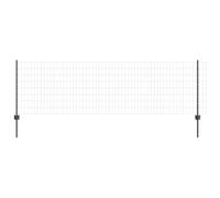 vidaXL Clôture avec poteau Gris 0,8 x 10 m Acier et PVC, Clôture de jardin ajustable, moderne et durable, séparateur d'espace, partition privée pour vos extérieurs