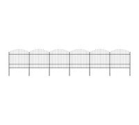 Vidaxl Clôture De Jardin À Dessus En Lance Acier (1,5-1,75)X10,2m Noir