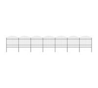 Vidaxl Clôture De Jardin À Dessus En Lance Acier (1,5-1,75)X11,9m Noir