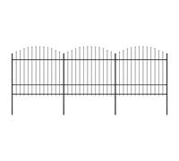 Vidaxl Clôture De Jardin À Dessus En Lance Acier (1,5-1,75)X5,1 M Noir