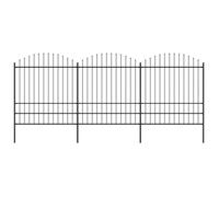 vidaXL Clôture de jardin à dessus en lance Acier (1,75-2)x5,1 m Noir