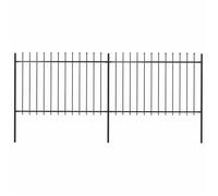 vidaXL Clôture de Jardin avec Dessus en Lance Panneaux de Clôture Décorative Barrière de Jardin Patio Ferme Extérieur Acier 277621
