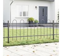vidaXL Clôture de Jardin avec Sommet Arrondi, Grise, 10,2 x 0,6 m, en Acier