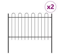 Vidaxl Clôture De Jardin Avec Sommet En Arc Gris, 3,4 X 0,8 M, En Acier