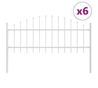vidaXL Clôture de Jardin Blanche avec Un Arc, 10,2 m x 0,75 m, en Acier avec Un revêtement en Poudre. Parfaite pour l'extérieur, avec des Panneaux décoratifs. Ensemble de 6, idéale pour délimiter des