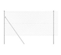vidaXL Clôture en chaîne 10 x 1m en acier galvanisé, peinture gris en poudre, fixation au sol, parfaite pour l'extérieur. Panneaux sécurisés et durables. Idéale pour les jardins ou les terrasses, rés