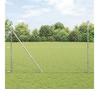 Clôture en chaîne avec 7 poteaux 1,5x10 m Acier galvanisé 3351136