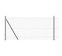 vidaXL Clôture en chaîne avec 7 poteaux à bride 1 X 10 m en acier galvanisé finition mate couleur grise utilisation extérieure métal jardin durable résistant aux intempéries sécurisé industriel surfa