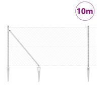 Vidaxl Clôture En Chaîne Avec 7 Poteaux Pointus 1,4x10 M Acier Galvanisé