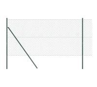 vidaXL Clôture en fer à mailles avec 7 poteaux 1.2 x 10 m en acier galvanisé surface lisse couleur verte utilisation extérieure. Clôture de jardin délimitante durable avec peinture en poudre résident