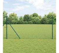 vidaXL Clôture en fer à mailles avec 7 poteaux 1,2 x 10 m en acier galvanisé vert 3351070 Vert