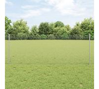 Vidaxl Clôture En Fil Soudé Avec 11 Poteaux En U Argent 0.8x25 M Acier Argenté