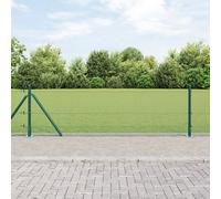 Vidaxl Clôture En Fil Soudé Avec 13 Poteaux À Panneaux Flanqués Vert 0.5x25 M Acier
