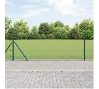 vidaXL Clôture en fil soudé avec 13 poteaux à panneaux flanqués Vert 0.5x25 m Acier 3352423