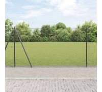 Vidaxl Clôture En Fil Soudé Avec 13 Poteaux Flangés Gris 1.2x25 M Acier