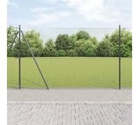 vidaXL Clôture en fil soudé avec 13 poteaux flangés Gris 1.4x25 m Acier 3352563 Gris G
