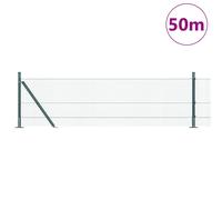 Vidaxl Clôture En Fil Soudé Avec 13 Poteaux Flangés Vert 0.4x50 M Acier Vert
