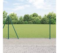Vidaxl Clôture En Fil Soudé Avec 13 Poteaux Flangés Verts 1.2x50 M Acier. Vert