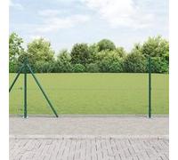 Vidaxl Clôture En Fil Soudé Avec 13 Poteaux Verts 0,8 X 25 M En Acier