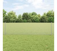 Vidaxl Clôture En Fil Soudé Avec 22 U Posts Argent 0.6x50 M Acier