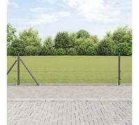 vidaXL Set de poteaux de clôture en métal laqué Gris avec Rouleau de Maille 10 x 0,6 m Solution Durable pour barrière extérieure Clôture de Jardin Panneaux contemporains Kit Résistant aux intempéries