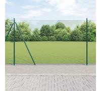 Vidaxl Clôture En Fil Soudé Avec 7 Poteaux Flanchés Vert 1,4x10 M Acier Vert