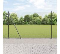 Vidaxl Clôture En Fil Soudé Avec 7 Poteaux Flans Gris 1,5x10 M En Acier