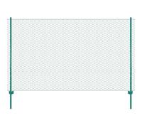 vidaXL Clôture grillagée avec poteaux – 25x1,5 m acier vert – pour chiots et volaille