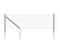 vidaXL Clôture en mailles avec 13 piquets 0.8 X 25 m en acier galvanisé avec surface mate couleur grise uniquement pour utilisation extérieure jardin industrielle clôture extensible finition durable