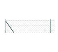 vidaXL Clôture en Mailles de chaînage avec 13 poteaux à Brides 0,6 x 25m en Acier galvanisé, Surface Lisse, Couleur Verte. Panneaux d'extérieur, barrière, enclos de Jardin, clôtures pour terrasse, So