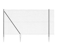 vidaXL Clôture en maillon – 13 poteaux en pointe 1,6 x 25 m acier galvanisé