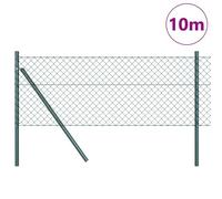 Vidaxl Clôture En Maillon Avec 7 Poteaux 0.8x10 M En Acier Galvanisé Vert